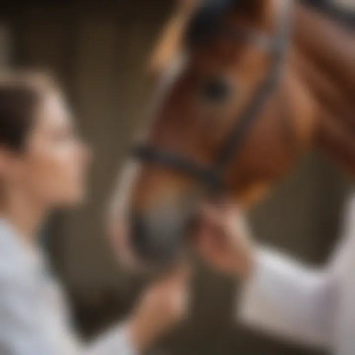 Consultation between a veterinarian and a horse owner about deworming