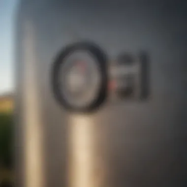 Close-up of a diesel fuel tank on a farm