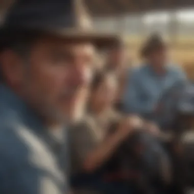 Bidders Engaged in Agricultural Auction Bidders engaged in an auction, showcasing competitive spirit