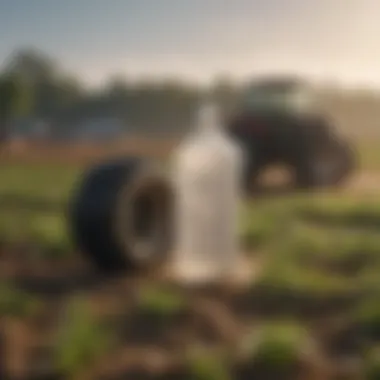 Agricultural field being treated with sanitizer