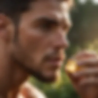 Athlete Using Amino Acid Supplements Athlete consuming amino acid supplements