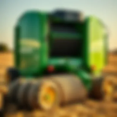 Innovation in Modern Green Baler Design A modern green baler exhibiting innovative technology and design