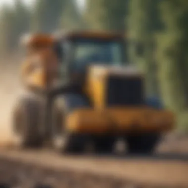 Heavy machinery working on gravel road construction