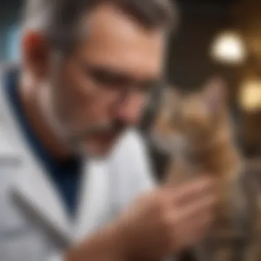 Veterinarian examining a cat for flea treatment options