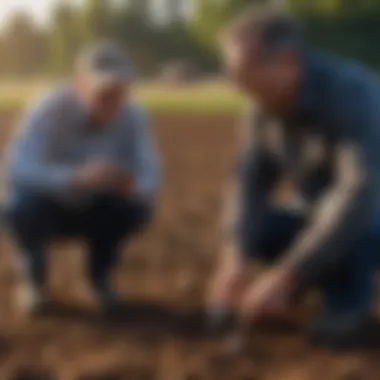 Expert Insights on Soil Testing Expert discussing soil test results with a farmer in a field