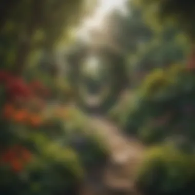 Exploring a Lush Garden Landscape Vibrant garden with various plants