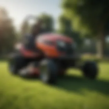 Lawn Mower in Action Lawn mower in action cutting grass with precision