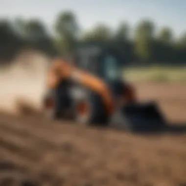 Versatile Skid Steer in Action on Agricultural Land Versatile skid steer in action on agricultural land