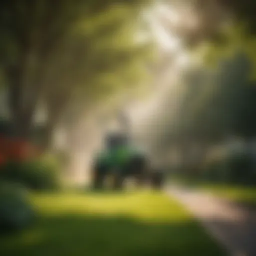 A Bomgaars lawn sprayer in a lush green garden