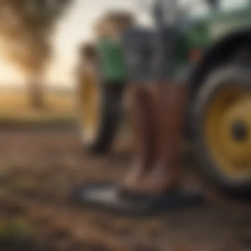 Boot sanitizing station placed in a field