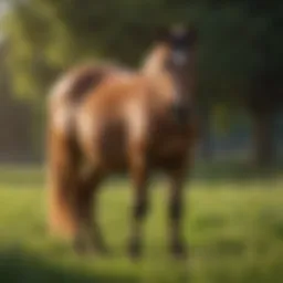 A healthy broodmare grazing in a lush pasture