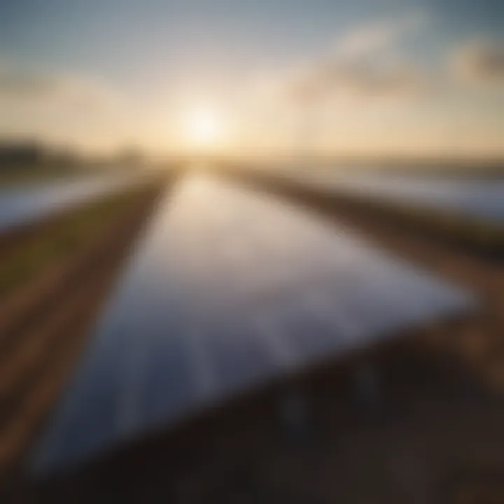 Close-up of solar panels installed on a farm.