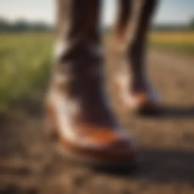 Cavallo Shoes in Action: Field Usage Cavallo shoes being used on a horse in a field.