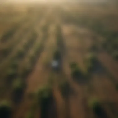 Aerial view of diverse farmland highlighting resource management