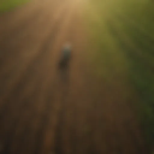 Aerial view of diverse agricultural fields reflecting sustainable practices