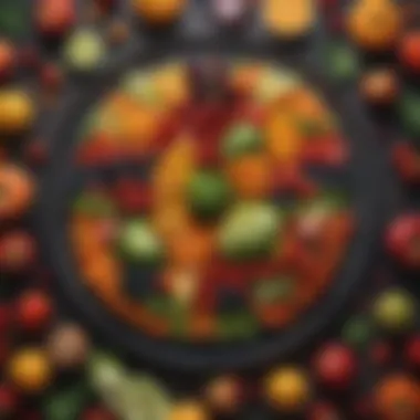 Artful Presentation of Fruits and Vegetables A beautifully arranged fruit and vegetable platter