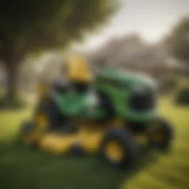 Features Overview of John Deere Riding Lawn Mower with Bagger Diagram showcasing features of John Deere riding lawn mower with bagger