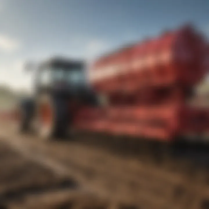 Close-up of different manure spreading mechanisms and technologies