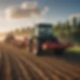 A modern manure spreader in a lush agricultural field