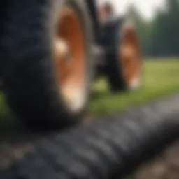 An assortment of riding lawn mower tires showcasing different tread patterns.