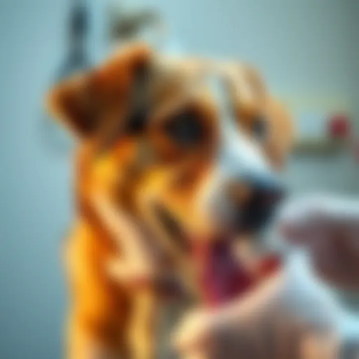 Dog receiving flea medication from a vet