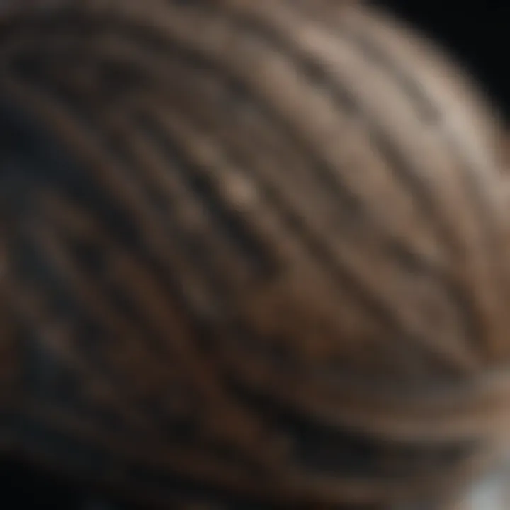 Close-up of a stylish helmet cover with intricate designs