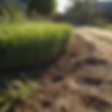 Freshly installed sod in a garden