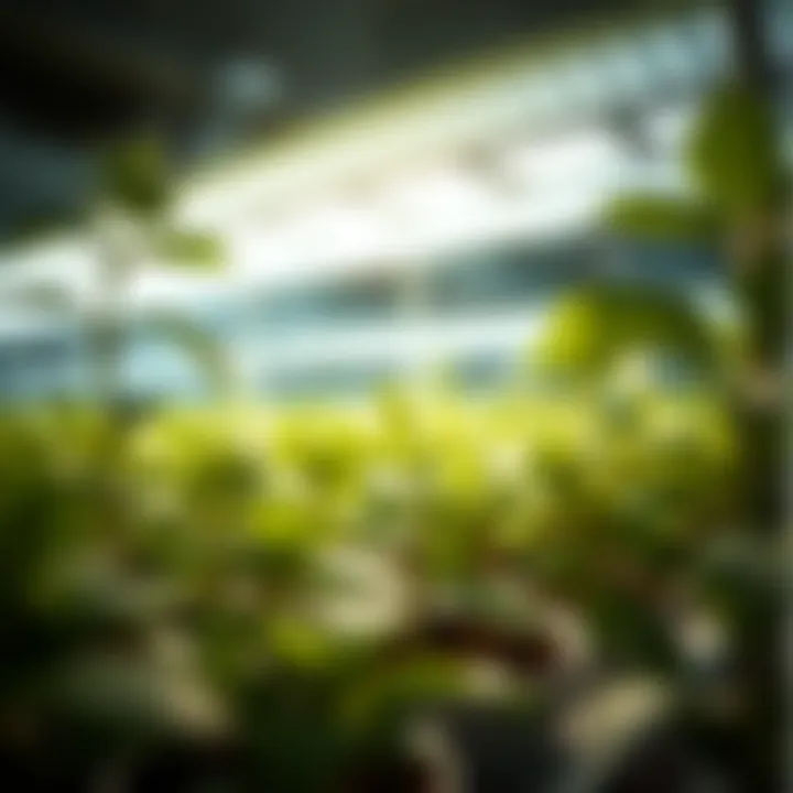 Plant Growth Under Optimal Lighting Close-up of plant growth under Sunblaster lighting