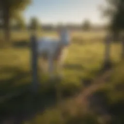 Electric goat fence installation in a pasture