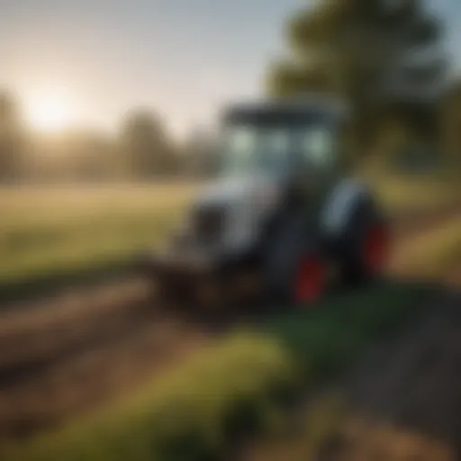 Bobcat compact tractor in a lush agricultural field