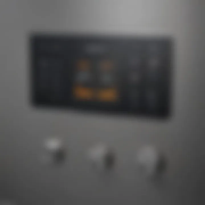 Close-up of an air dehumidifier control panel showcasing various settings.