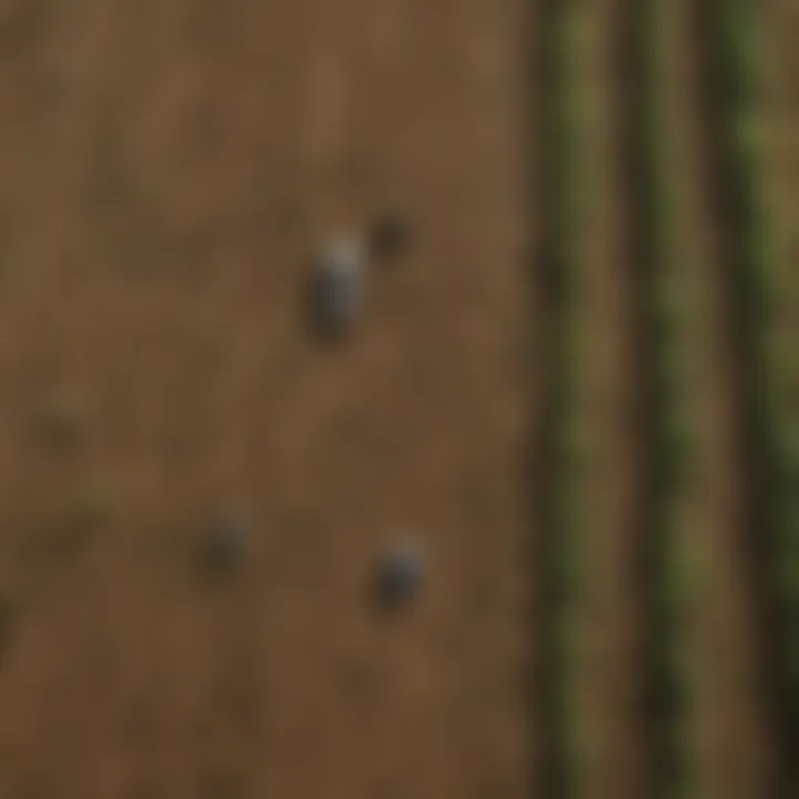 Aerial view of diverse crops in a sustainable farm.