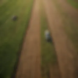 Aerial view of diverse agricultural fields showcasing pest control measures.