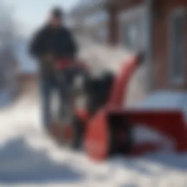 Powerful Craftsman gas snow blower in action clearing snow