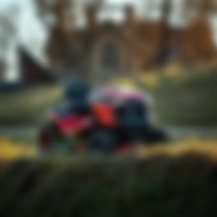 Craftsman Riding Mower on Uneven Terrain Craftsman riding mower tackling uneven terrain