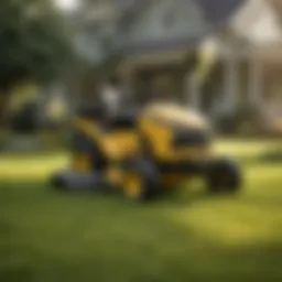 Cub Cadet push lawn mower in action on a lush green lawn