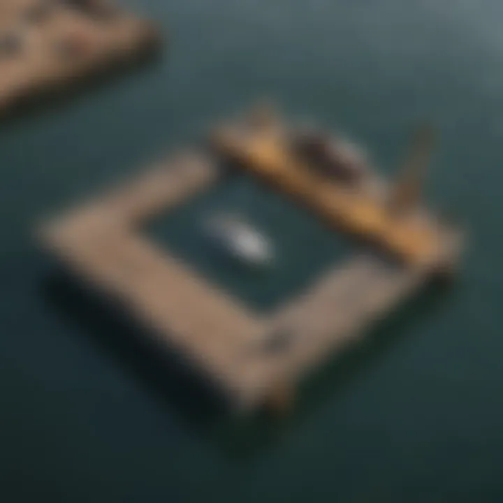 Diagram illustrating the assembly of a floating dock