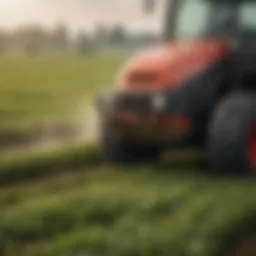 Close-up view of glyphosate-based herbicide being applied in a field