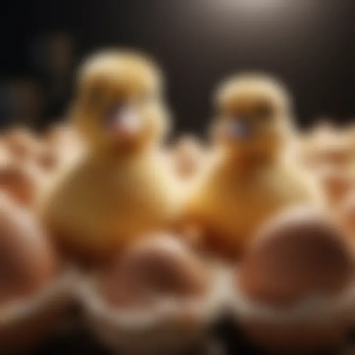 Healthy ducklings emerging from their eggs