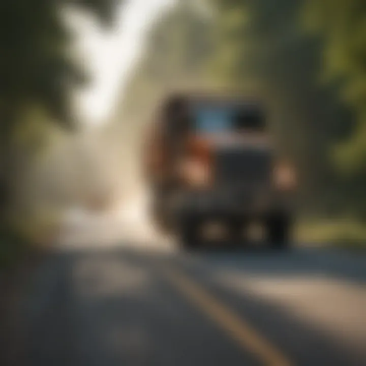 A busy road with dump trucks in operation