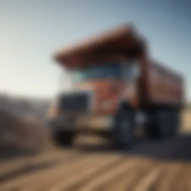 A dump truck navigating a construction site