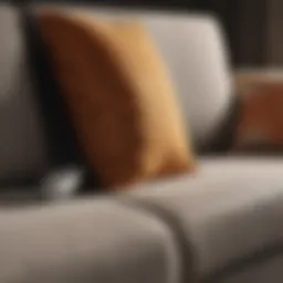 Detailed view of couch upholstery with disinfectant spray