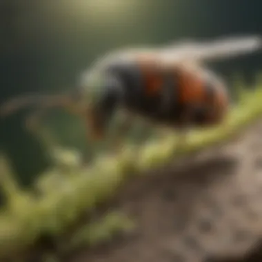 Beneficial Insects in the Ecosystem A balanced ecosystem with beneficial insects that prey on aphids.