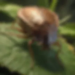 Close-up of stink bug on a leaf