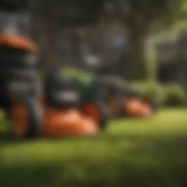 Electric vs Gas Lawn Cutters Comparison of electric and gas lawn cutters in a side-by-side view