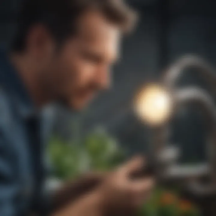 Engineer examining the functionality of heated hose nozzle
