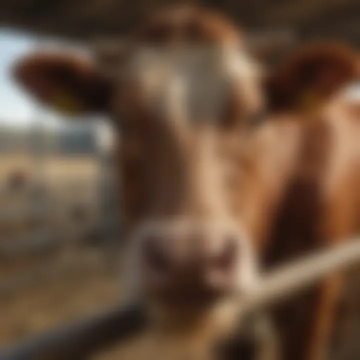 Close-up of a cow being treated with Eprinex