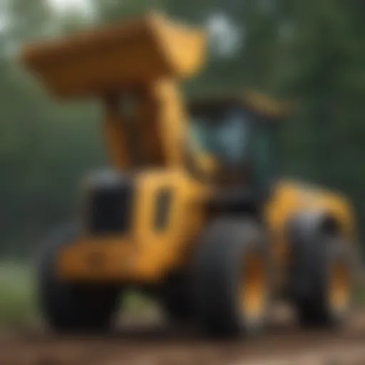 Heavy-duty front end loader with bucket attachment in action