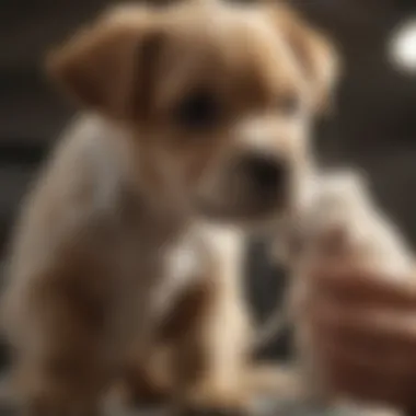 Veterinarian Examination Veterinarian examining a puppy