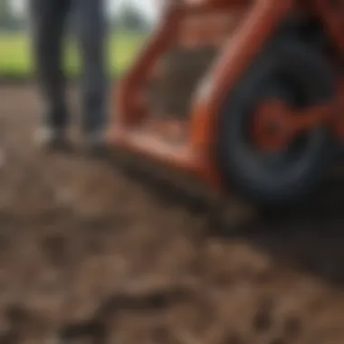 Professional-grade tiller preparing soil for grass planting